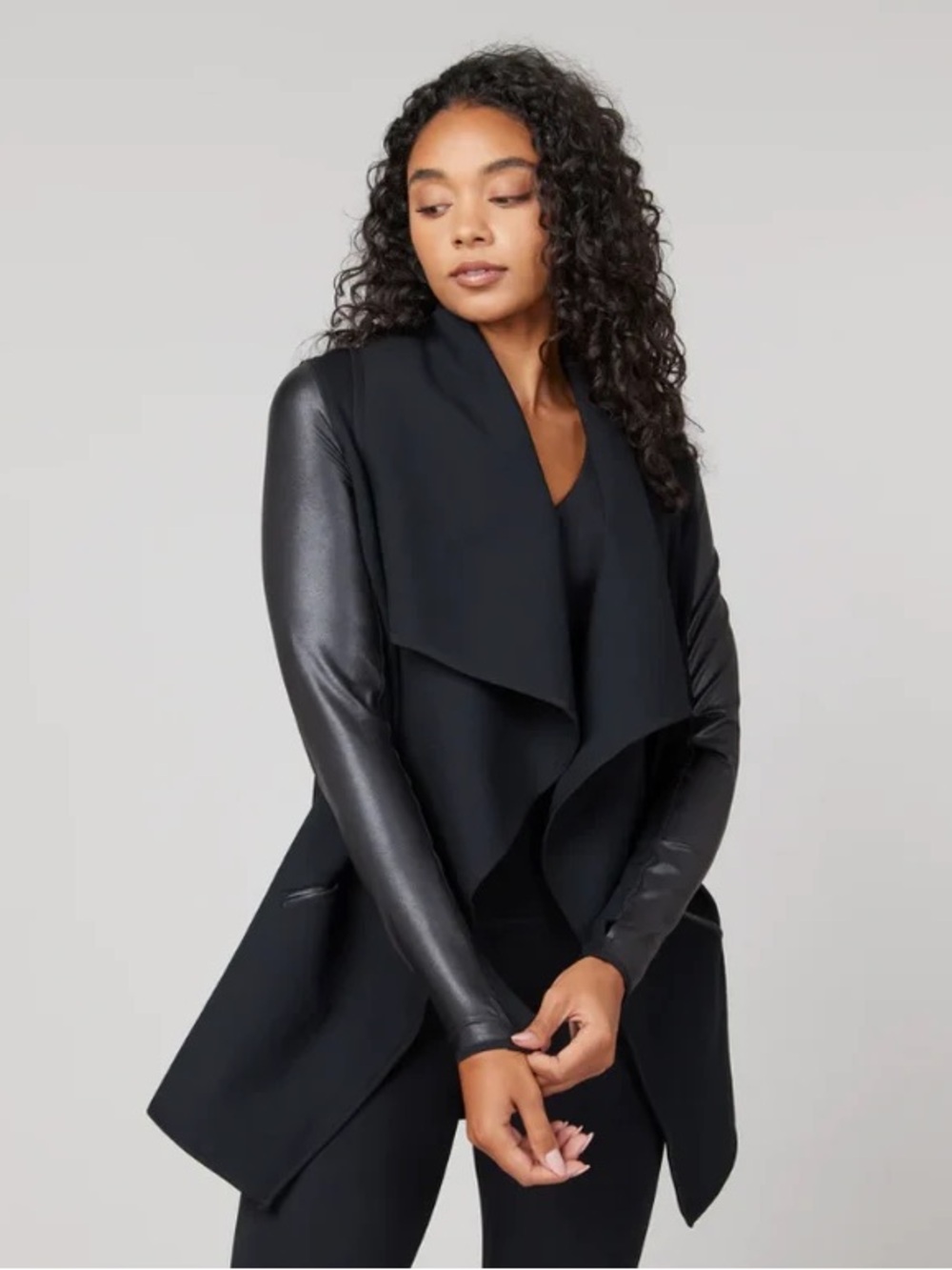 Spanx Drape Front Very Black Jacket NWT - Picture 2 of 4